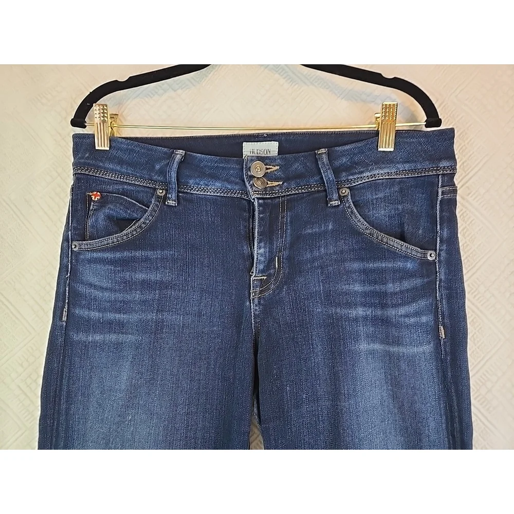 Hudson Beth Baby Boot Jeans Size 30 Stretch Denim Low Rise Bootcut Blue - Picture 8 of 11